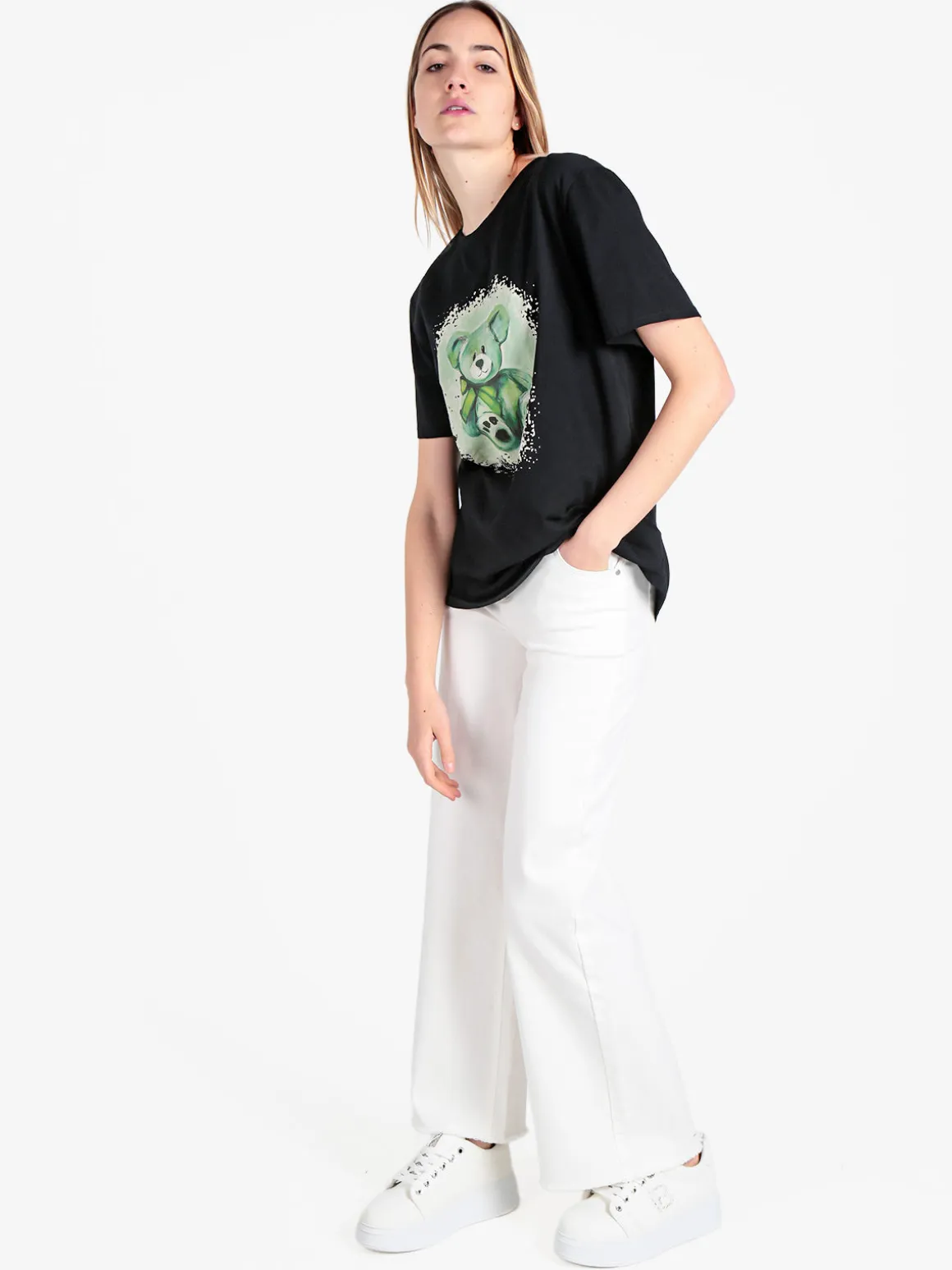 Solada T-shirt donna oversize con stampa orsacchiotto