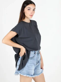 Solada T-shirt donna oversize con taschino