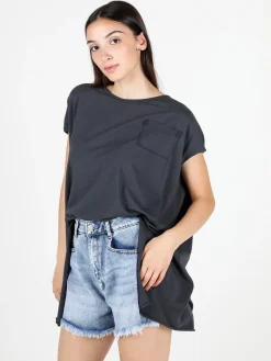 Solada T-shirt donna oversize con taschino