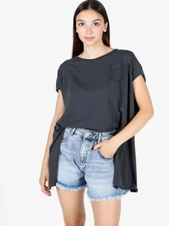 Solada T-shirt donna oversize con taschino
