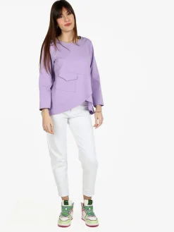 Solada T-shirt donna oversize con taschino