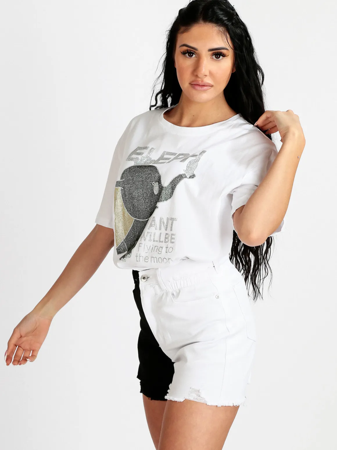 Solada T-shirt donna oversize con strass
