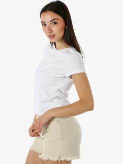 Solada T-shirt girocollo da donna in cotone elasticizzato - bianco