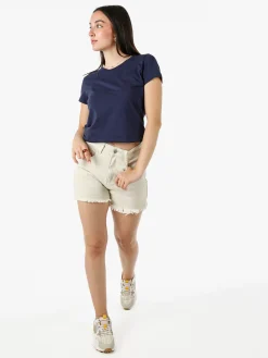 Solada T-shirt girocollo da donna in cotone - blu scuro