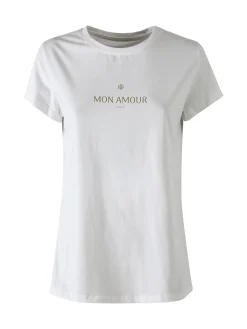 Solada T-shirt girocollo da donna in cotone con scritta - bianco