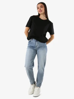Solada T-shirt girocollo da donna in cotone oversize - nero