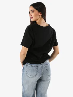 Solada T-shirt girocollo da donna in cotone oversize - nero