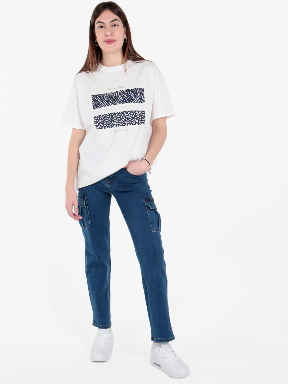 Solada T-shirt girocollo da donna con stampa e dettagli strass