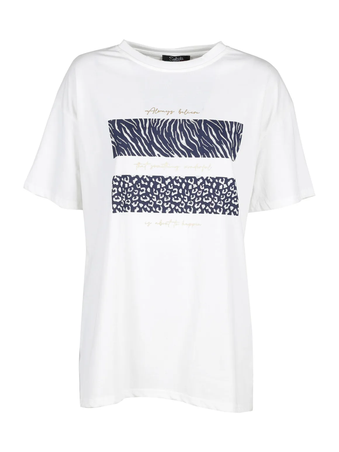 Solada T-shirt girocollo da donna con stampa e dettagli strass