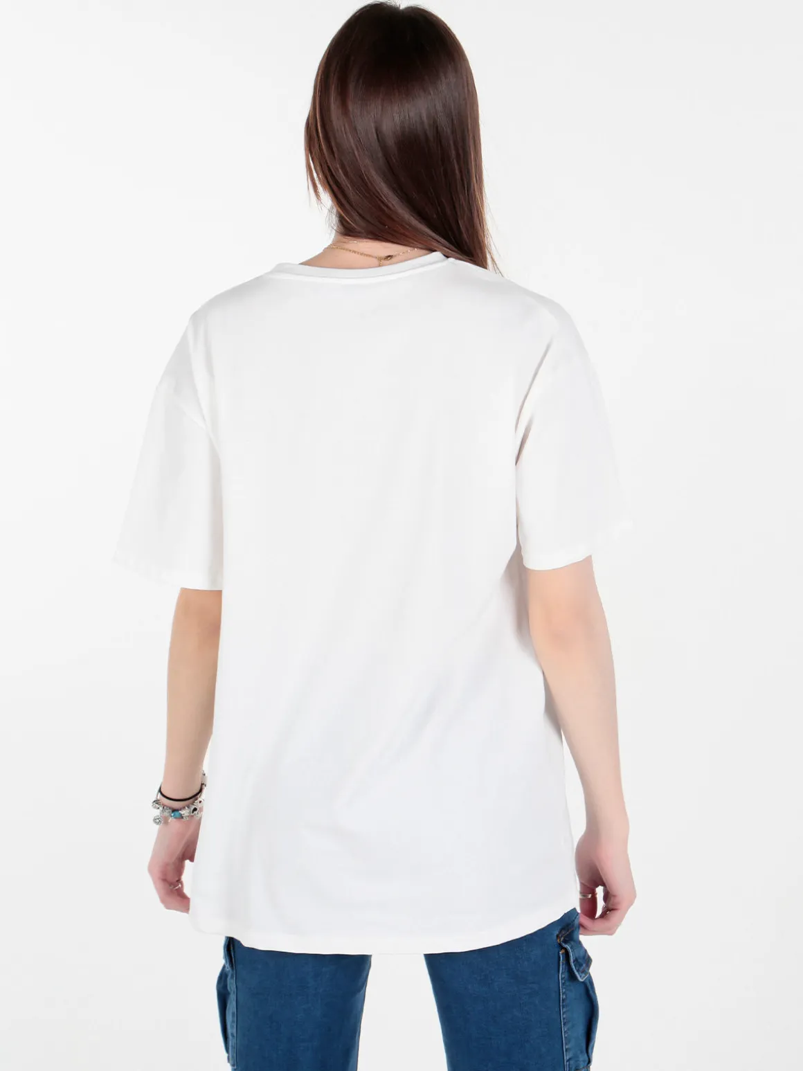 Solada T-shirt girocollo da donna con stampa e dettagli strass