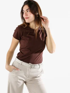 Solada T-shirt girocollo da donna in cotone - moro