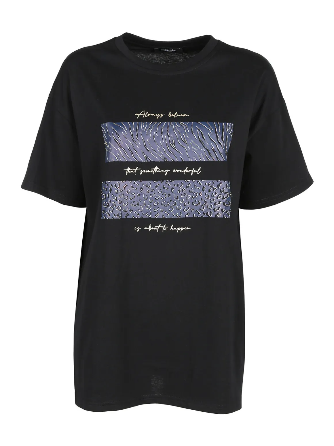 Solada T-shirt girocollo da donna con stampa e dettagli strass