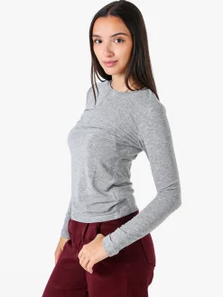Solada T-shirt girocollo da donna a maniche lunghe - grigio