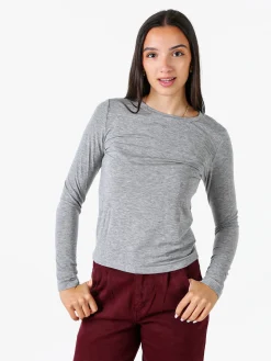 Solada T-shirt girocollo da donna a maniche lunghe - grigio