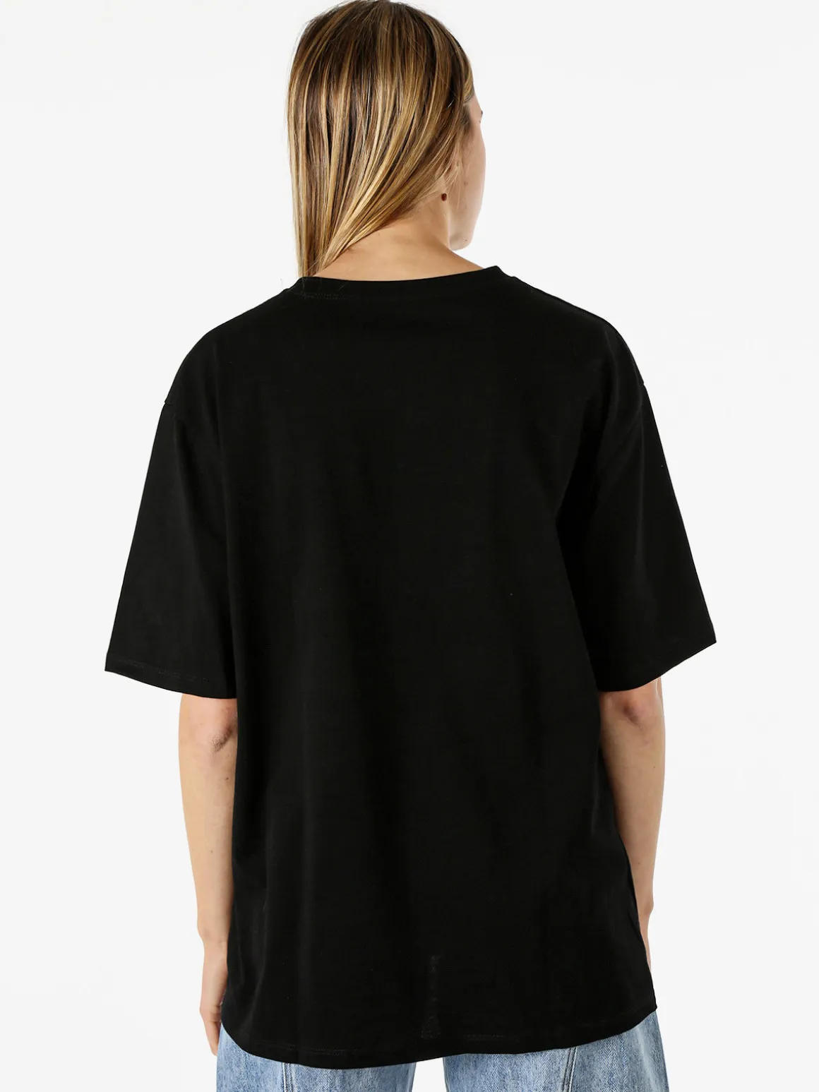 Solada T-shirt oversize da donna con lustrini e microborchie - nero