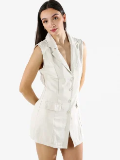 Solada Tuta corta a gilet da donna con schiena scoperta - beige