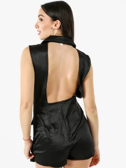 Solada Tuta corta a gilet da donna con schiena scoperta - azzurro