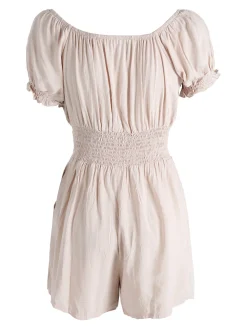 Solada Tuta jumpsuite corta da donna con scollo a barca - beige
