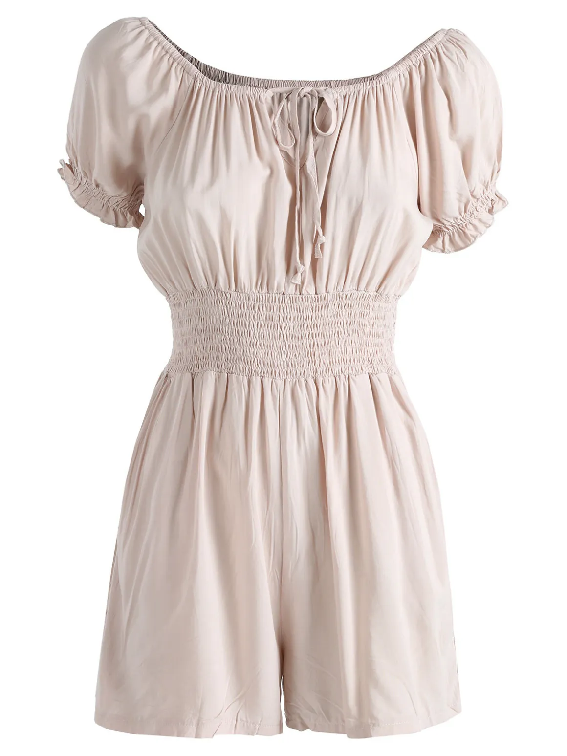 Solada Tuta jumpsuite corta da donna con scollo a barca - beige