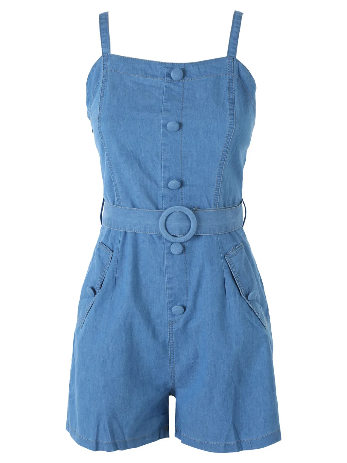 Solada Tuta jumpsuite da donna in jeans con cintura - blu