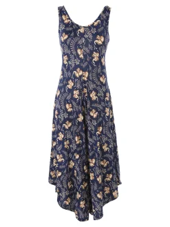 Solada Tuta jumpsuite da donna smanicata con stampe - blu scuro