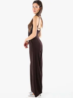 Solada Tuta jumpsuite da donna con spalline strette e coppe imbottite - moro