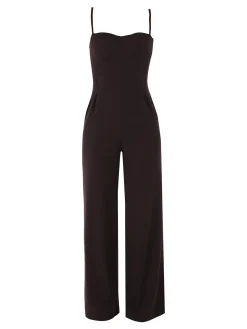 Solada Tuta jumpsuite da donna con spalline strette e coppe imbottite - moro
