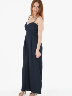 Solada Tuta jumpsuite da donna con spalline sottili e coppe imbottite - blu scuro