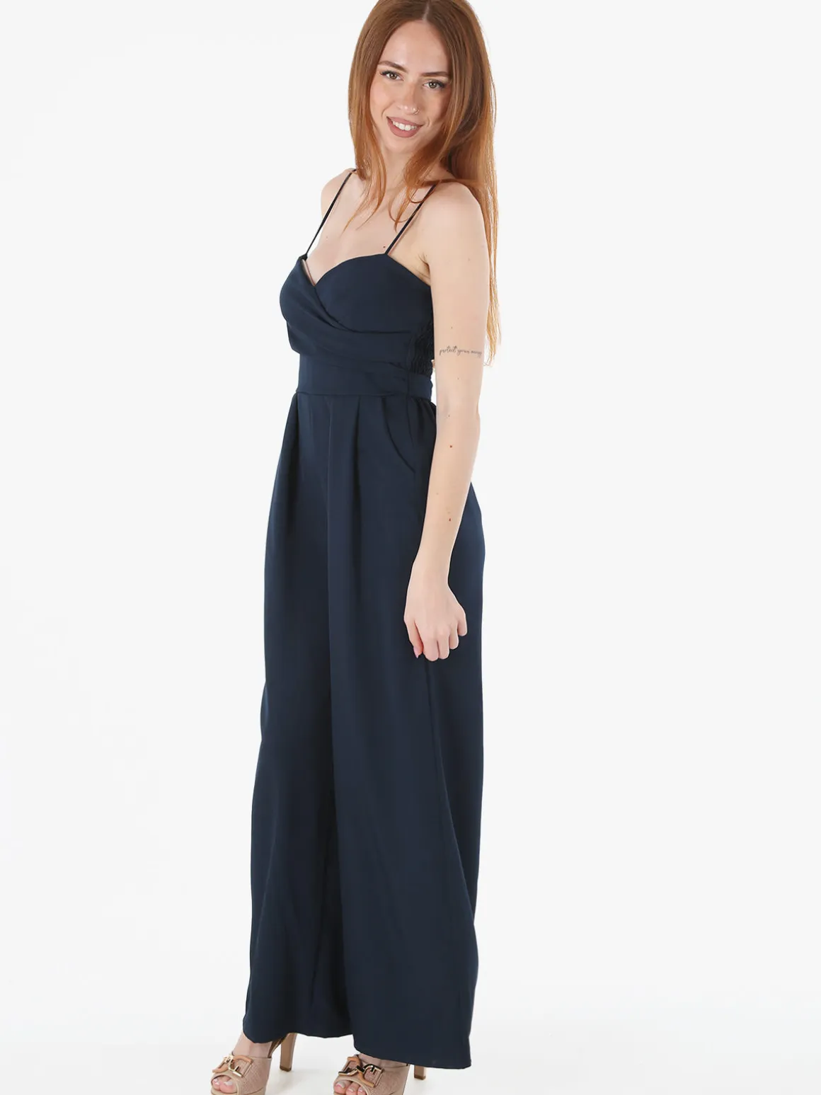 Solada Tuta jumpsuite da donna con spalline sottili e coppe imbottite - blu scuro