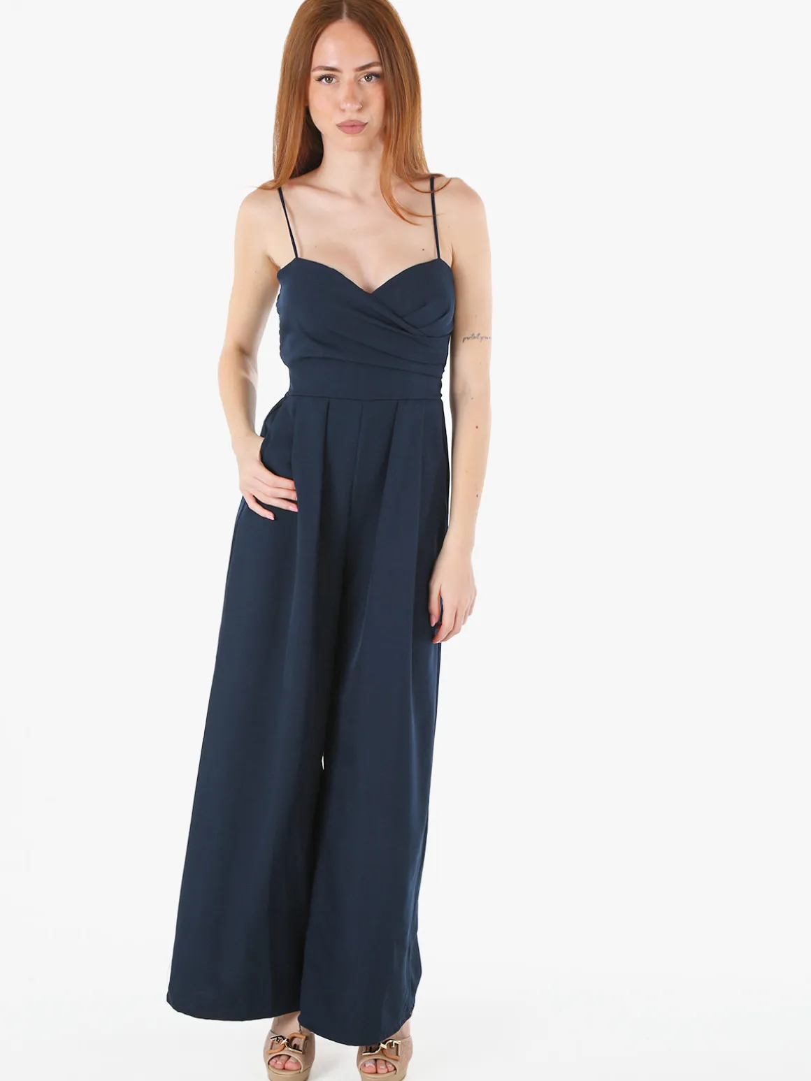 Solada Tuta jumpsuite da donna con spalline sottili e coppe imbottite - blu scuro