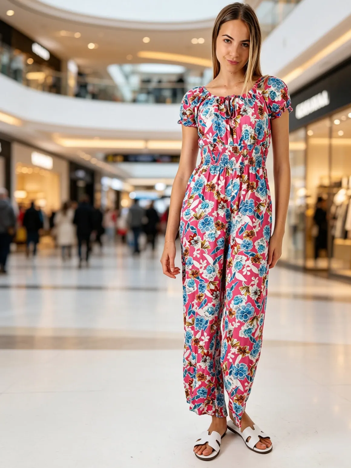 Solada Tuta jumpsuite da donna con stampa floreale e maniche corte - rosa