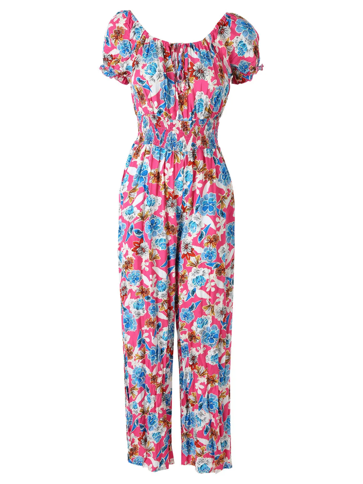 Solada Tuta jumpsuite da donna con stampa floreale e maniche corte - rosa