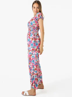 Solada Tuta jumpsuite da donna con stampa floreale e maniche corte - rosa