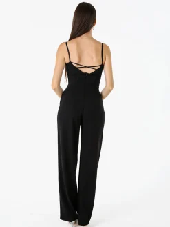 Solada Tuta jumpsuite da donna con spalline strette e coppe imbottite - nero