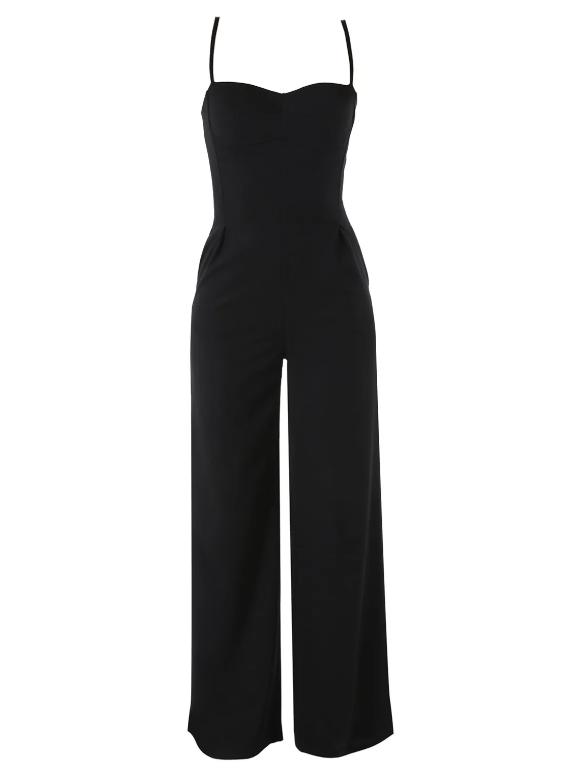 Solada Tuta jumpsuite da donna con spalline strette e coppe imbottite - nero