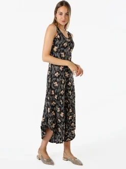 Solada Tuta jumpsuite da donna smanicata con stampe - nero