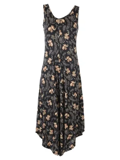 Solada Tuta jumpsuite da donna smanicata con stampe - nero