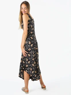 Solada Tuta jumpsuite da donna smanicata con stampe - nero