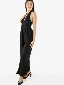 Solada Tuta jumpsuite da donna con coppe imbottite e allacciatura al collo - nero