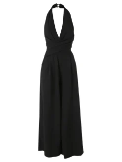 Solada Tuta jumpsuite da donna con coppe imbottite e allacciatura al collo - nero