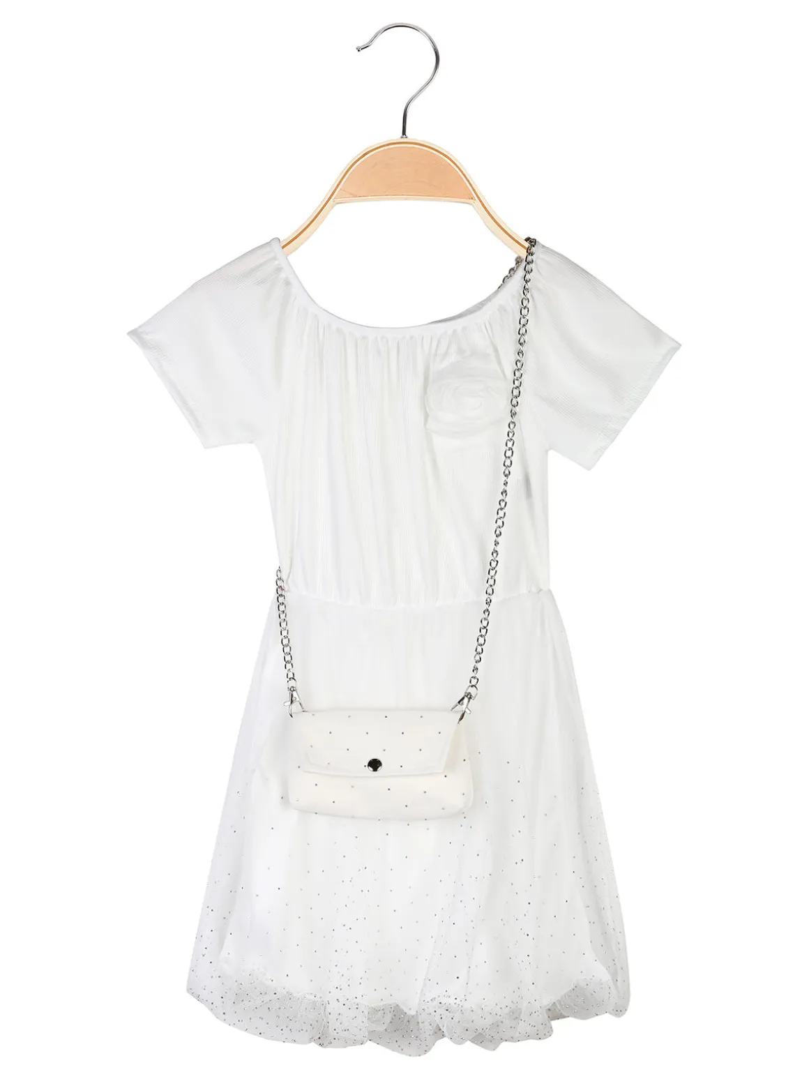 Solada Vestito da bambina a maniche corte con gonna in tulle e strass