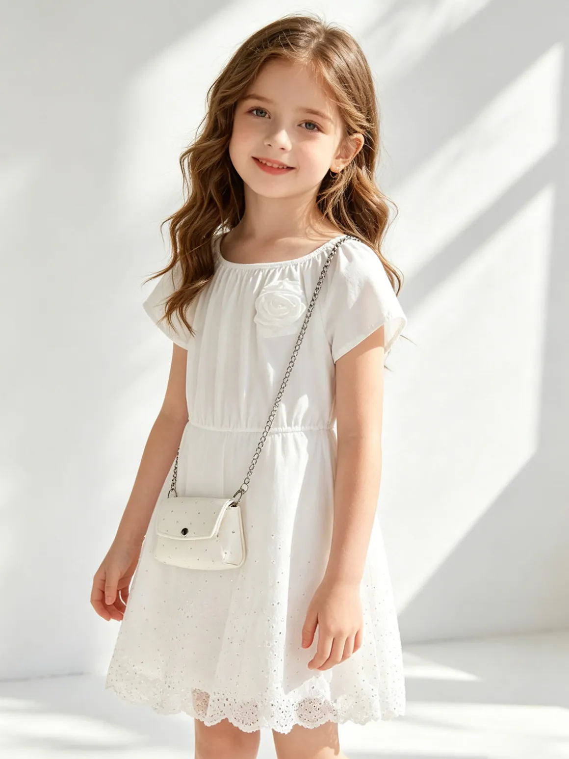 Solada Vestito da bambina a maniche corte con gonna in tulle e strass