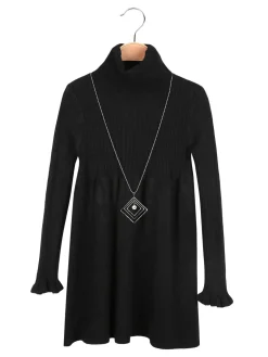 Solada Vestito da bambina dolcevita in maglia con collana