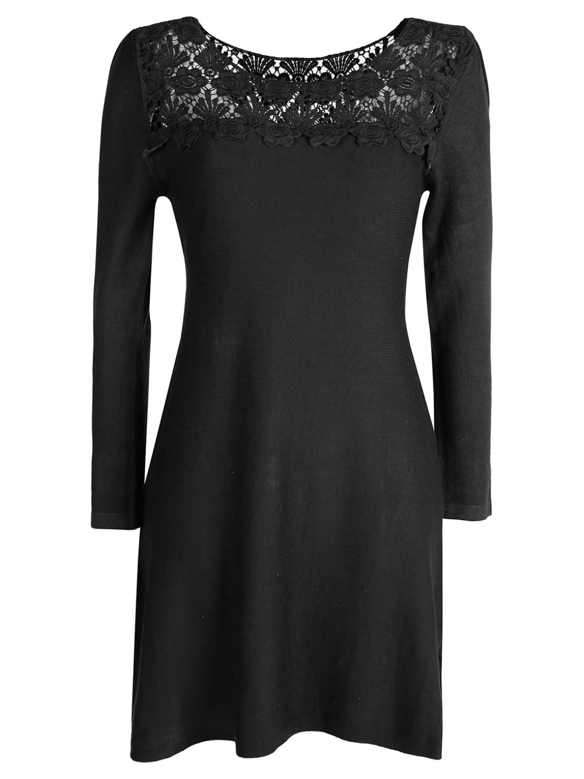 Solada Vestito da donna a maniche lunghe con scollo in pizzo macramè