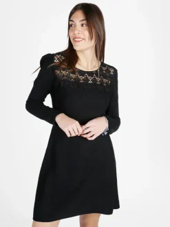 Solada Vestito da donna a maniche lunghe con scollo in pizzo macramè