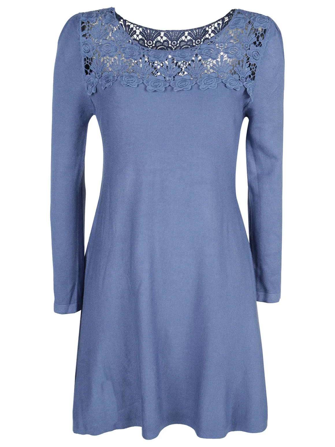 Solada Vestito da donna a maniche lunghe con scollo in pizzo macramè