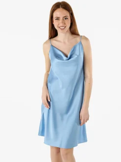 Solada Vestito da donna con spalline sottili e scollo a cascata - azzurro