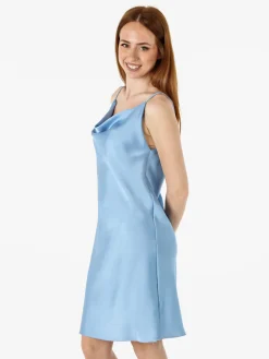 Solada Vestito da donna con spalline sottili e scollo a cascata - azzurro