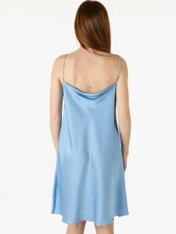 Solada Vestito da donna con spalline sottili e scollo a cascata - azzurro