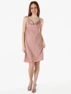 Solada Vestito da donna con spalline sottili e scollo a cascata - rosa